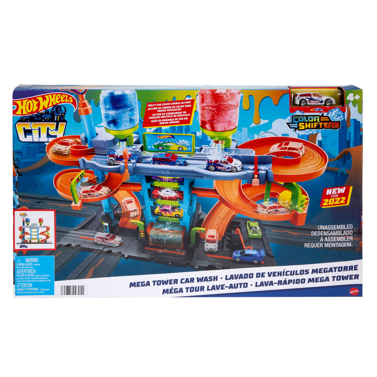 Hot Wheels™ City Mega Araba Yıkama ile 1 adet Renk Değiştiren Arabalar™ aracı, çocuklar için oyuncak