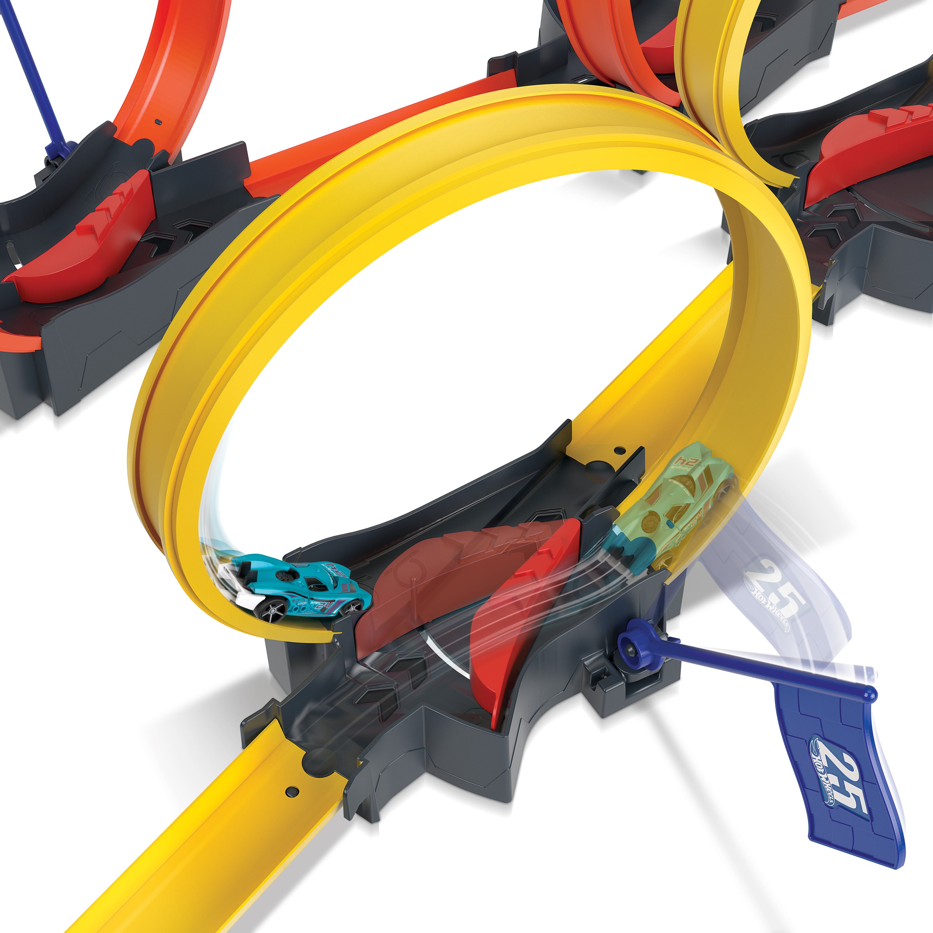Hot Wheels® Çok Çemberli Yarış™ Oyun Seti ve 1 araba, 4-10 yaş arası çocuklar için hediye