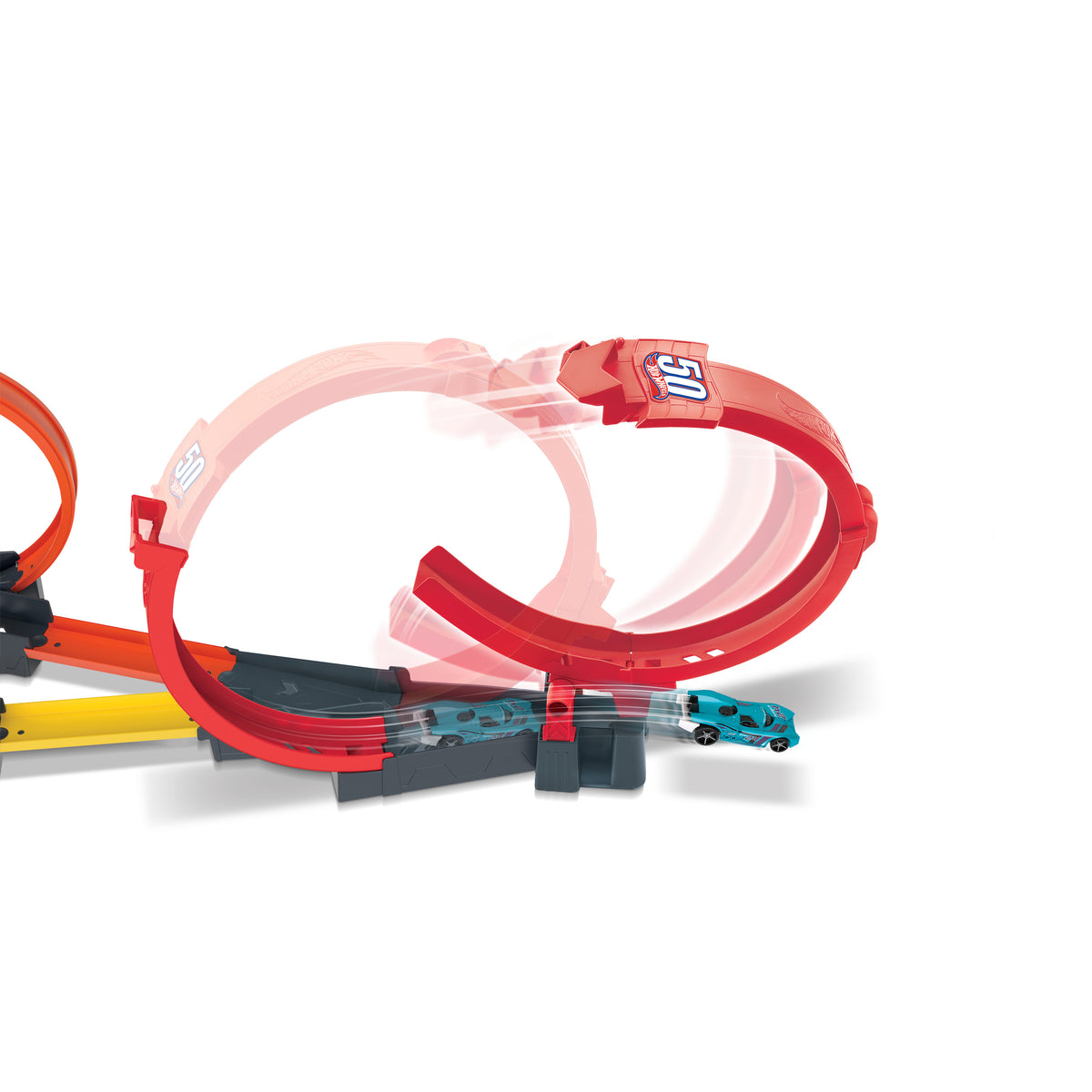 Hot Wheels® Çok Çemberli Yarış™ Oyun Seti ve 1 araba, 4-10 yaş arası çocuklar için hediye