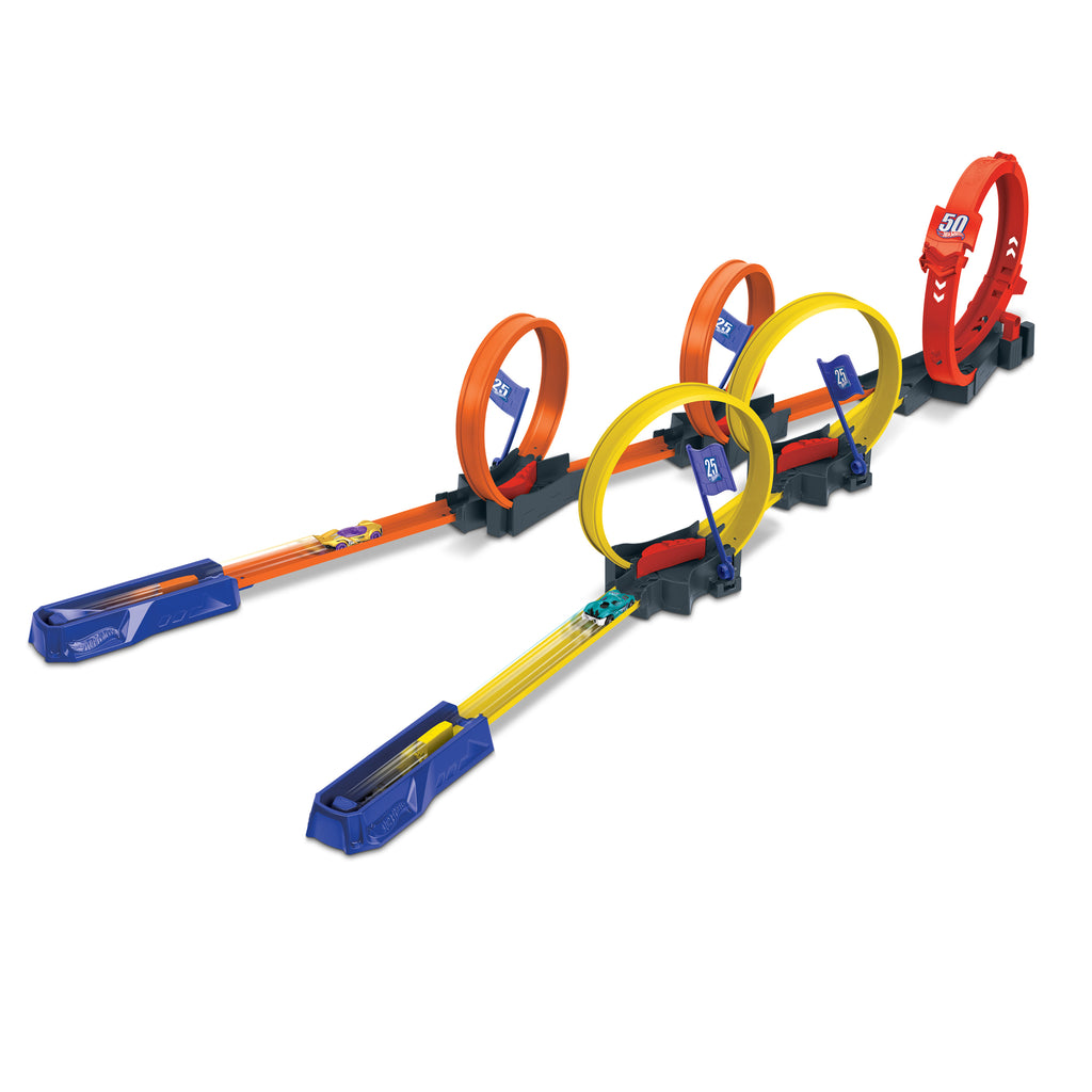 Hot Wheels® Çok Çemberli Yarış™ Oyun Seti ve 1 araba, 4-10 yaş arası çocuklar için hediye