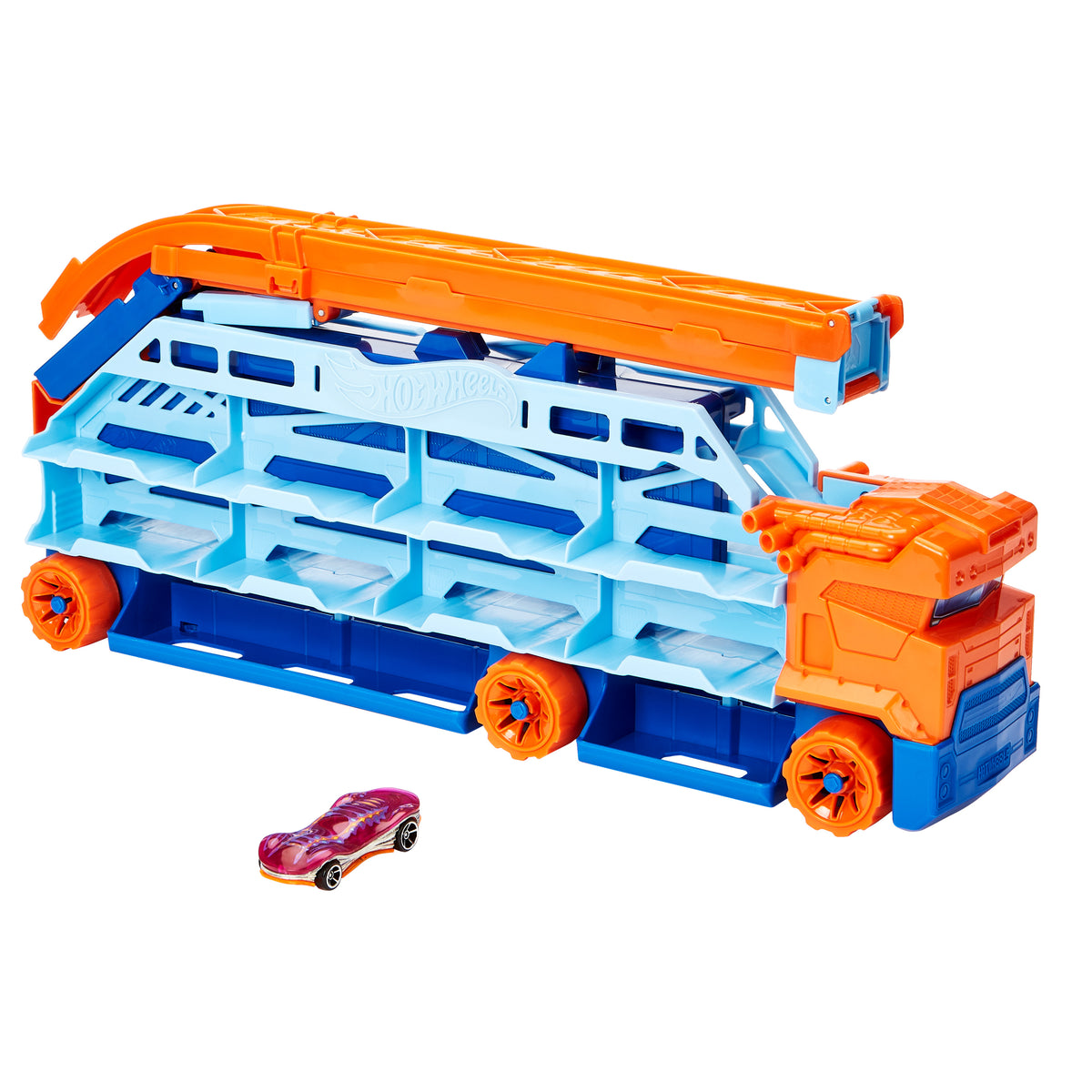 Hot Wheels™ Hız Rampalı Tır™, taşıyıcı tır, 1 araba dahildir, 4 yaş ve üzeri çocuklar için hediye