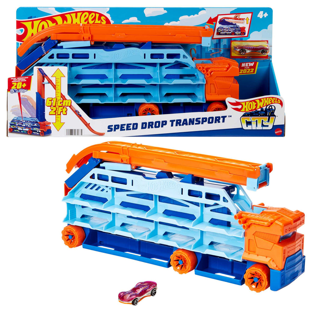 Hot Wheels™ Hız Rampalı Tır™, taşıyıcı tır, 1 araba dahildir, 4 yaş ve üzeri çocuklar için hediye