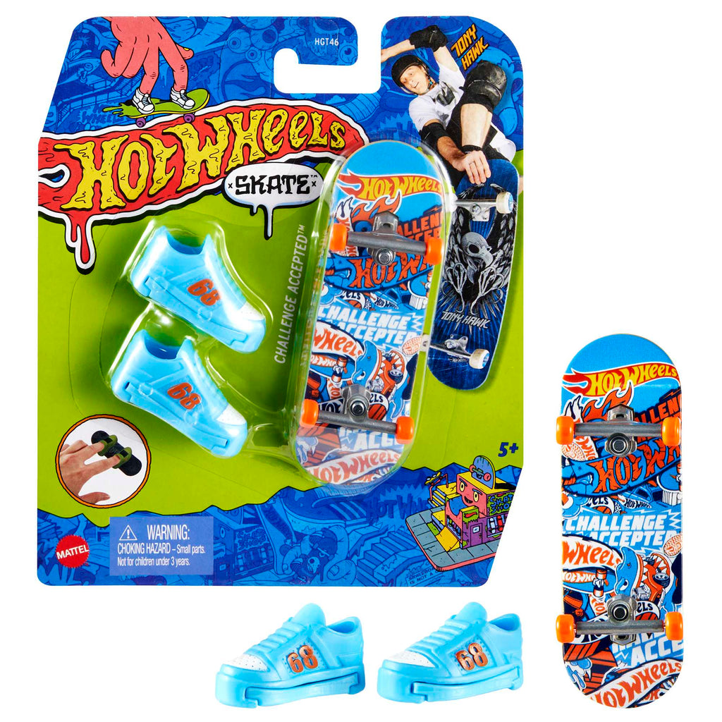 Hot Wheels Skate Parmak Kaykay ve Ayakkabı Paketleri, Tony Hawk parmak kaykayı ve kaykay ayakkabıları, çocuklara uygun oyuncak (Stilleri değişiklik gösterebilir.)