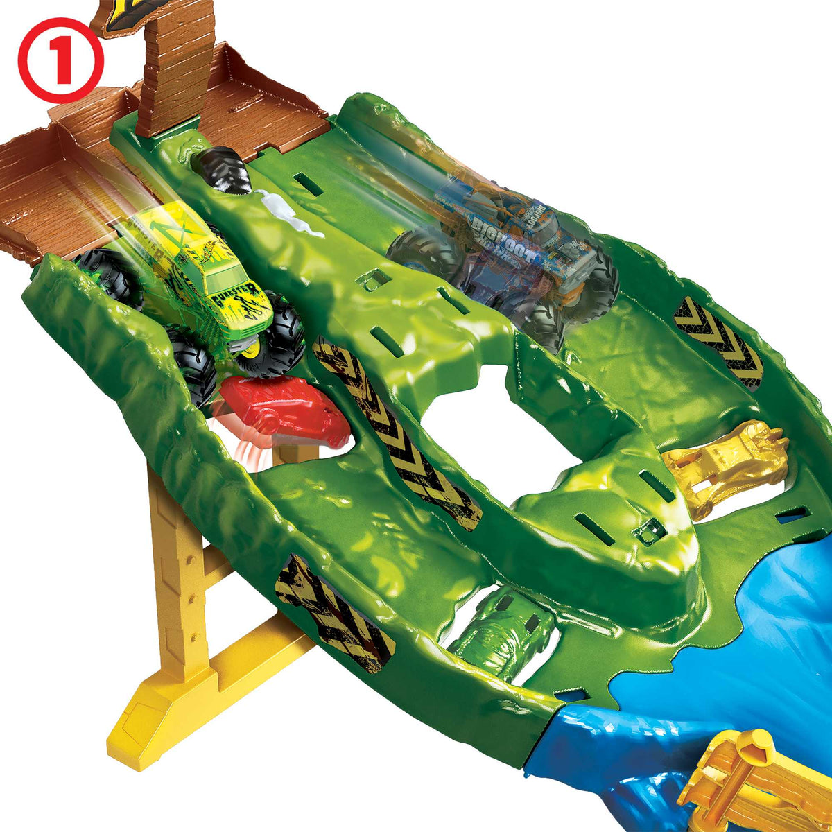 2 adet 1:64 ölçekli oyuncak arabasıyla Hot Wheels® Monster Trucks oyun seti
