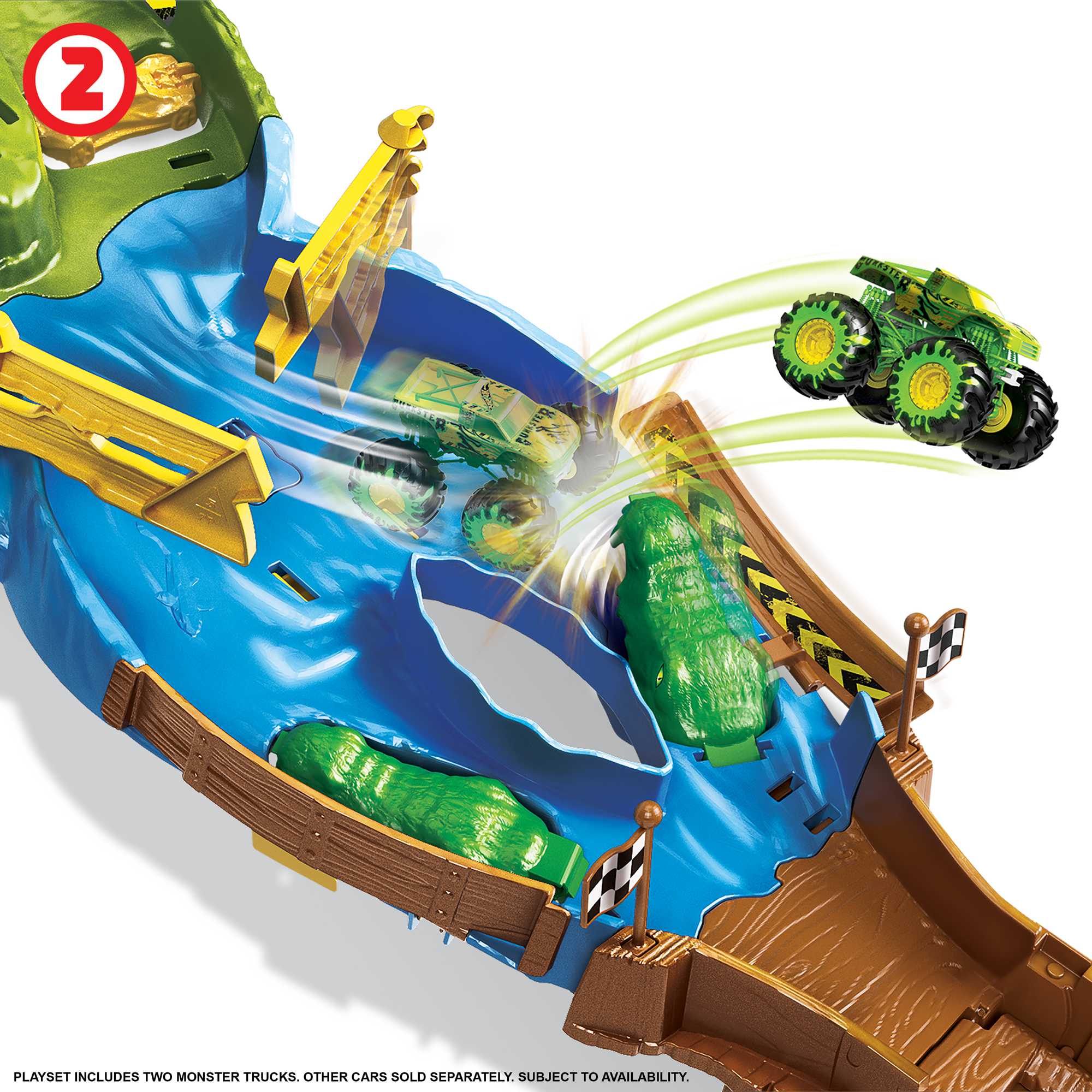 2 adet 1:64 ölçekli oyuncak arabasıyla Hot Wheels® Monster Trucks oyun seti