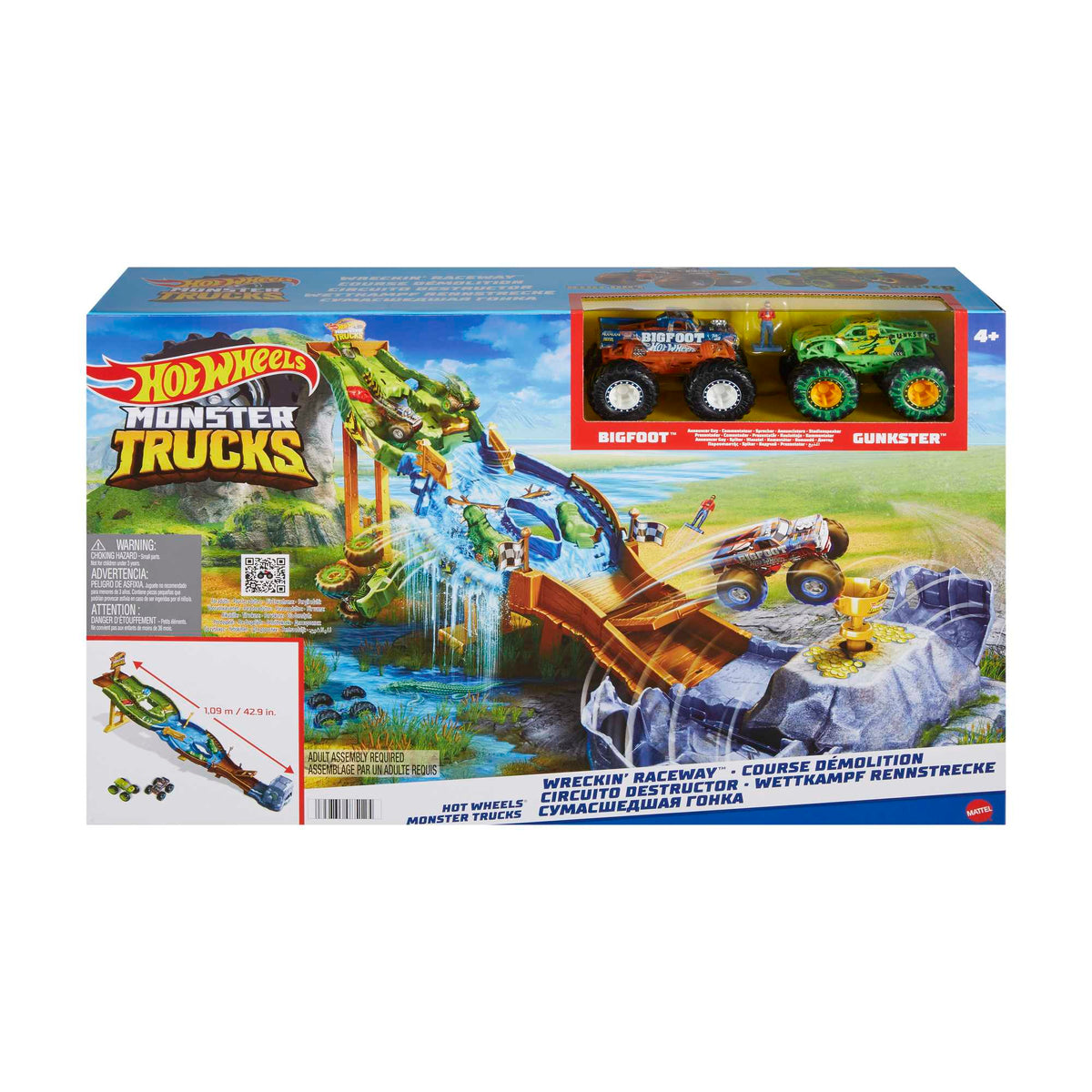 2 adet 1:64 ölçekli oyuncak arabasıyla Hot Wheels® Monster Trucks oyun seti