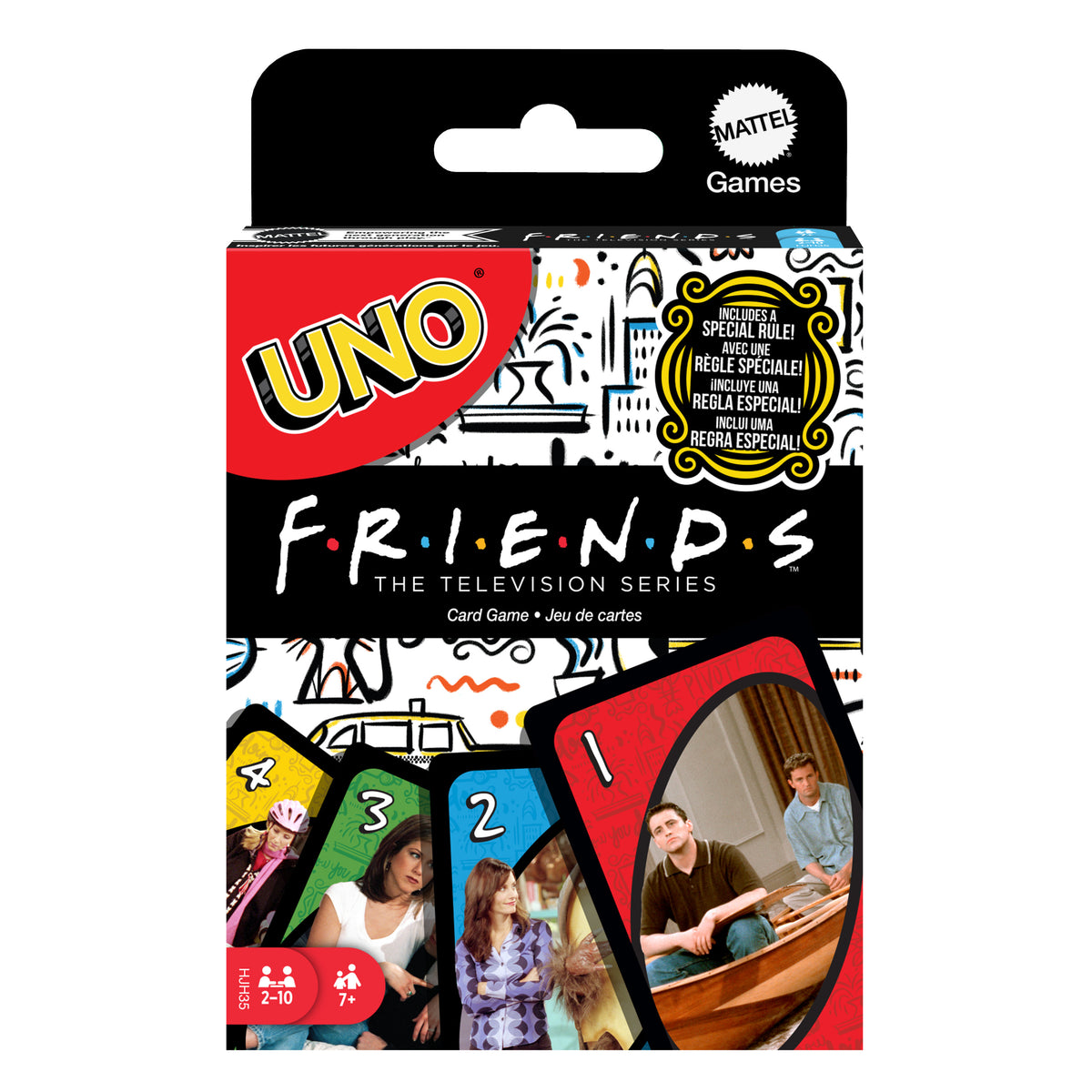 Aileler, yetişkinler ve oyun partilerine ilham veren, TV dizisinden ilham alan koleksiyona uygun UNO Friends kart oyunu