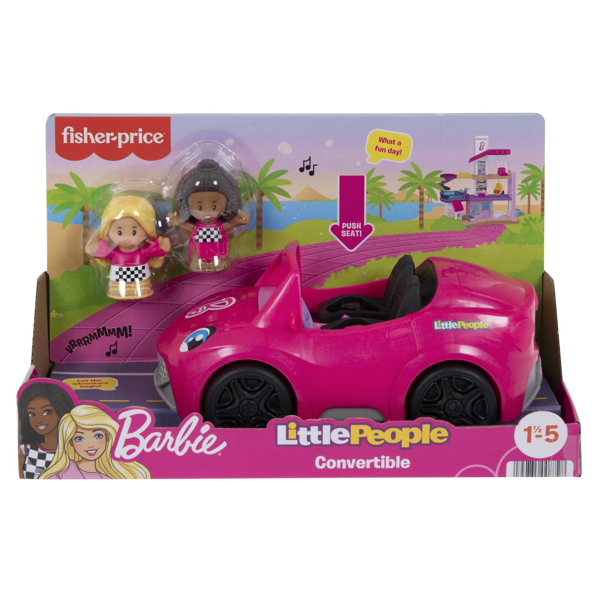 Little People'dan Barbie'nin Üstü Açılır Arabası ve figür seti