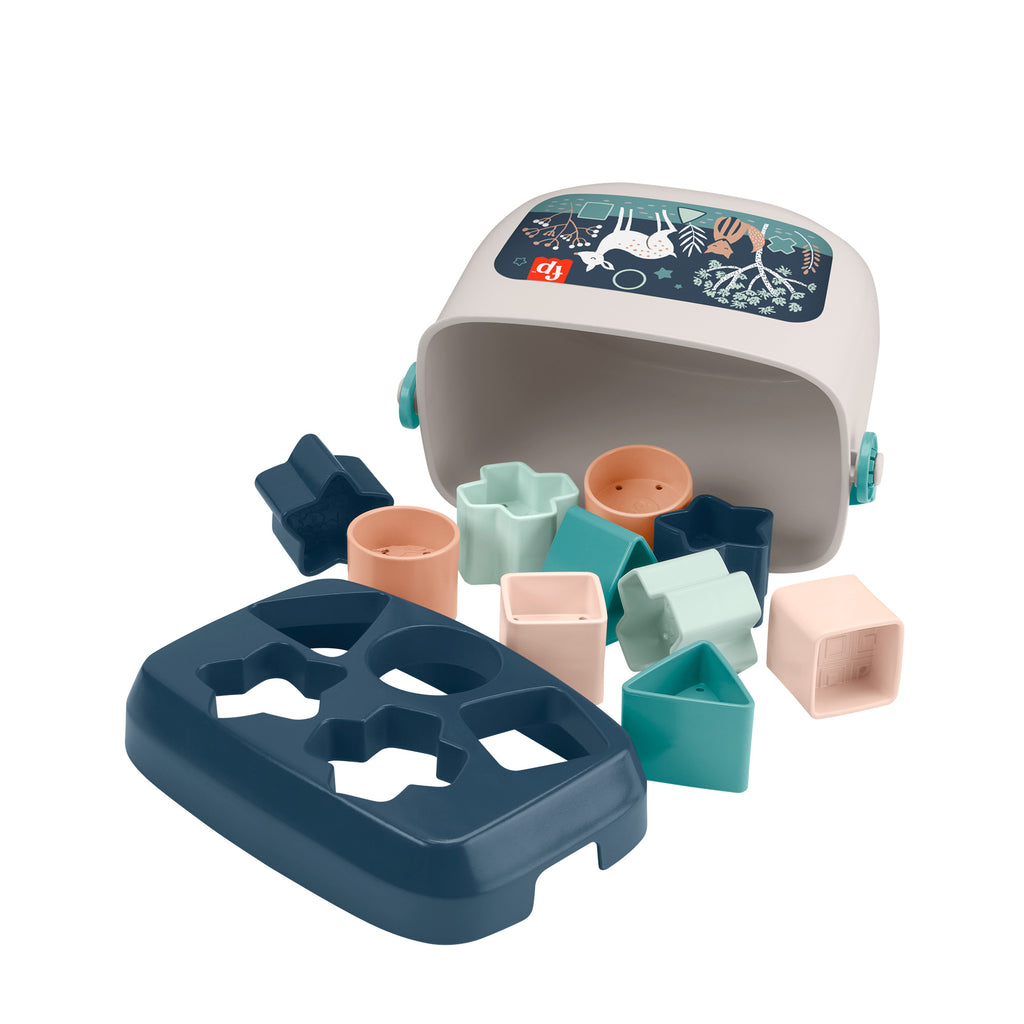 Bebekler için lacivert ve bej renginde 10'lu şekil eşleştirme oyuncağı Fisher-Price Bebeğimin İlk Blokları