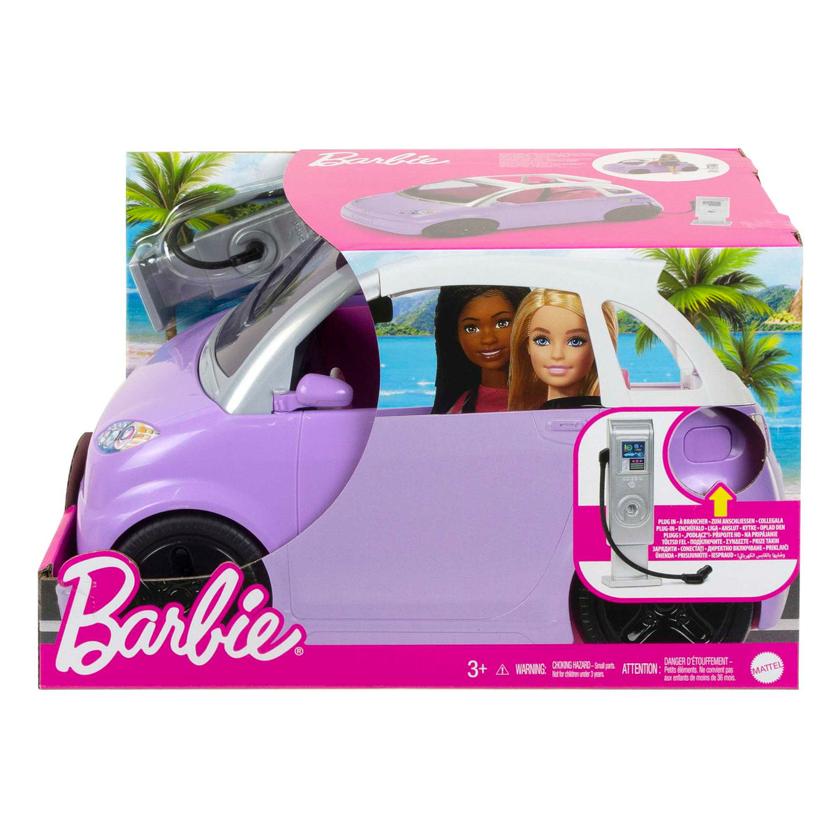 Barbie® arabası, çocuklar için oyuncaklar, şarj istasyonlu "elektrikli araba"