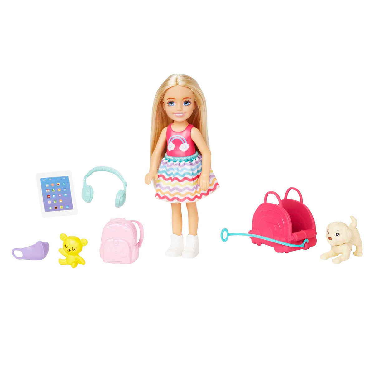 Barbie® oyuncakları, Chelsea™ bebek ve aksesuarları, yavru köpeğiyle seyahat seti