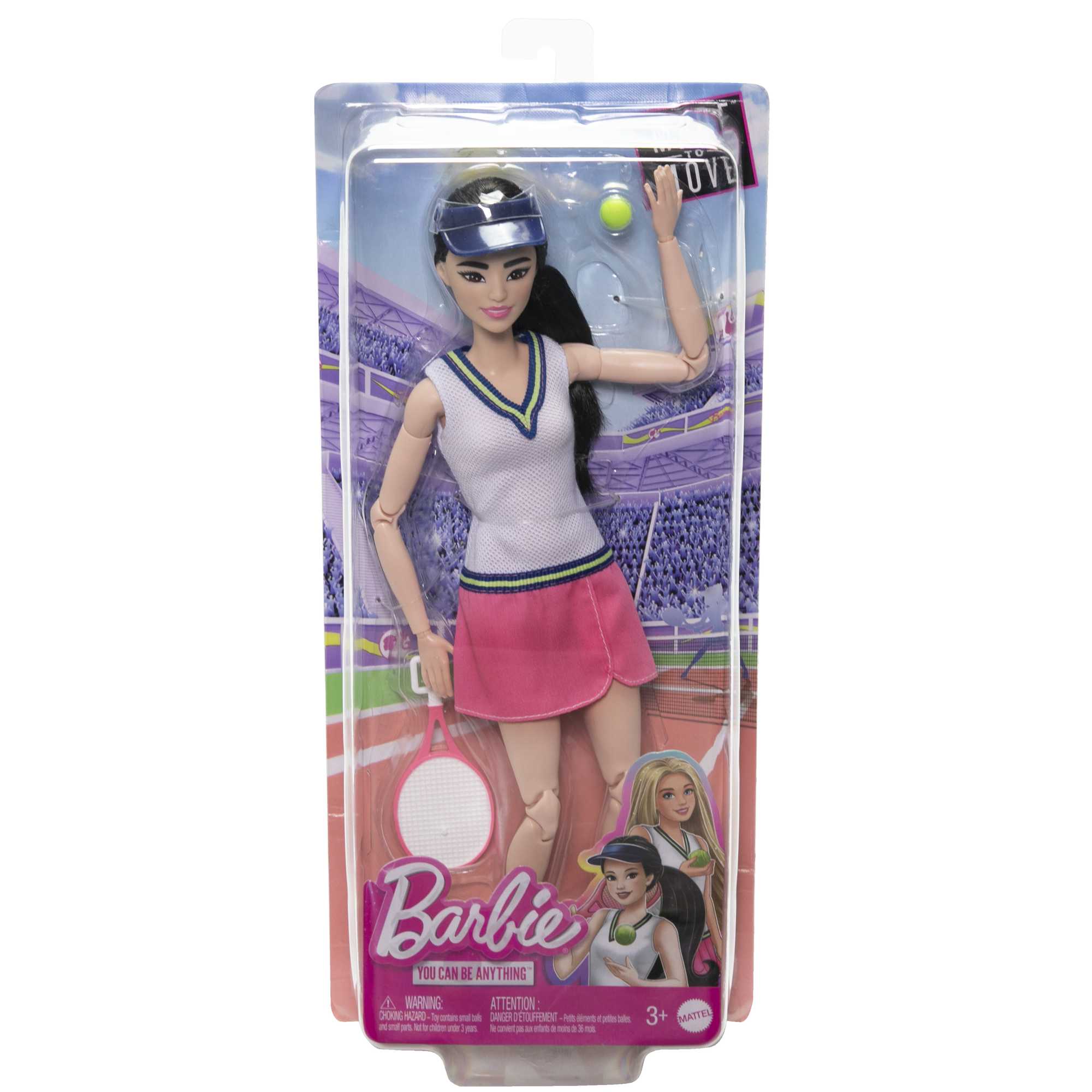 Barbie® Tenisçi bebek ve aksesuarları, raketi ve topuyla tenisçi kariyer bebeği