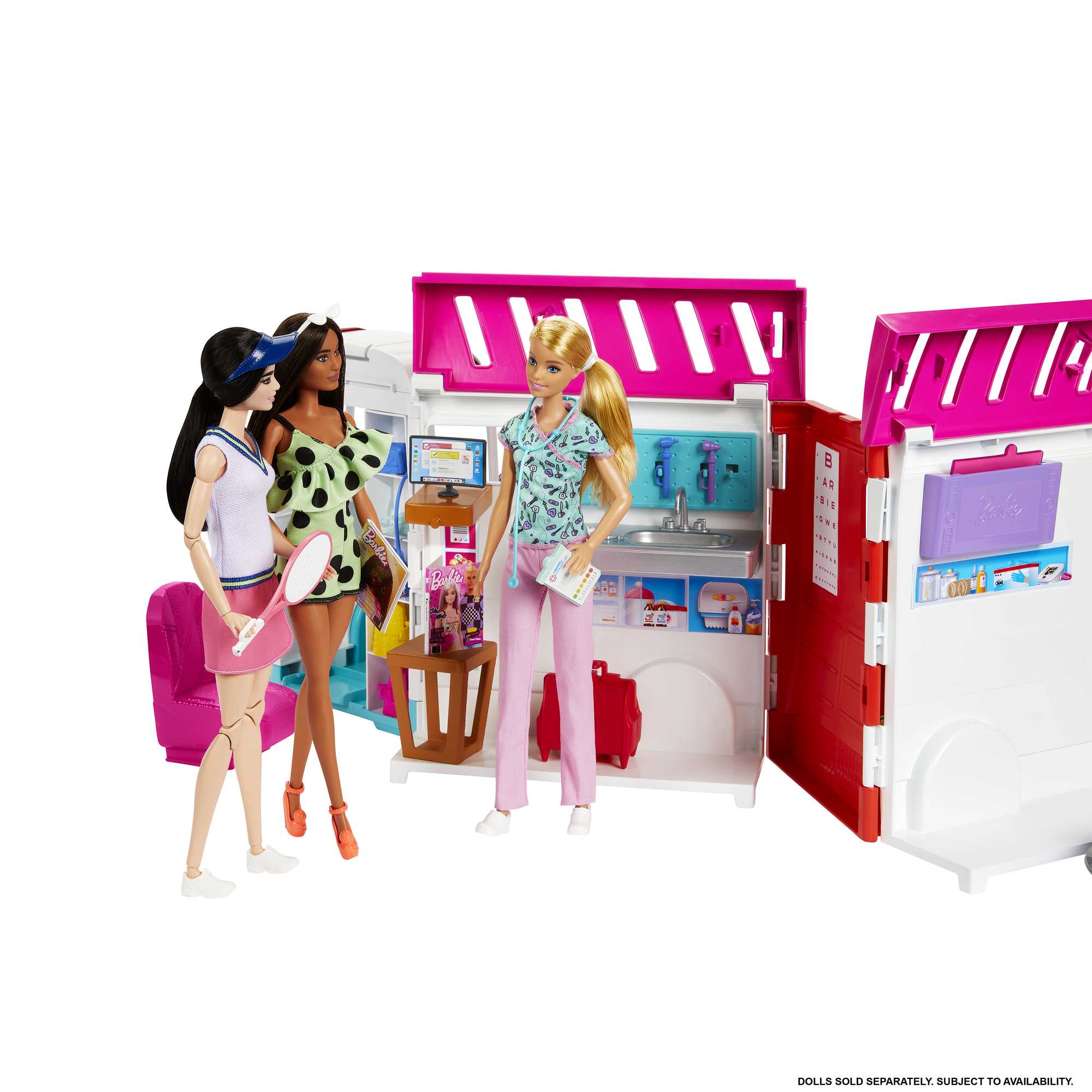 Barbie Ambulans ve Klinik 2'si 1 Arada Oyun Seti
