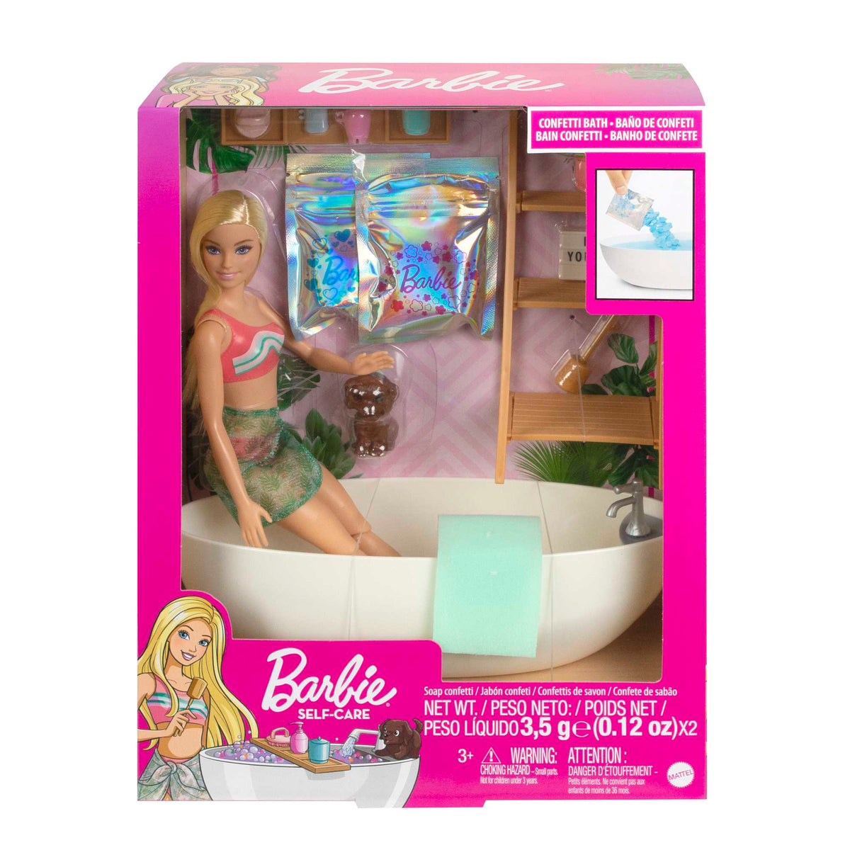 Barbie Wellness - Barbie'nin Spa Günü oyun seti, konfeti sabun ve aksesuarlar