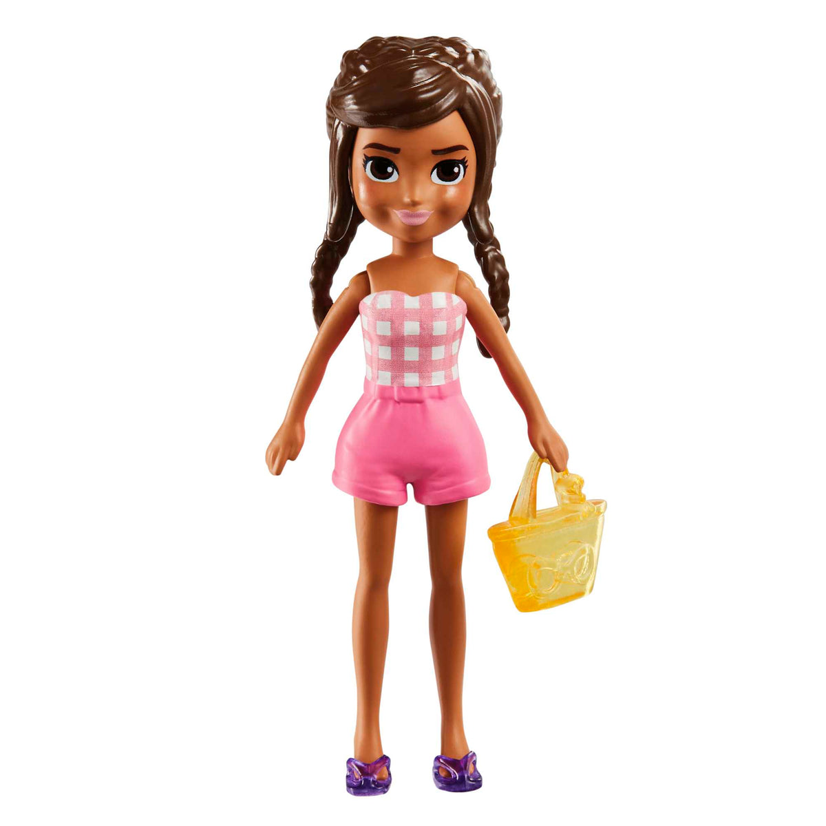 Polly Pocket ve Moda Aksesuarları Oyun Seti Plaj, 9 cm Bebek ve Değiştirilebilir Kıyafetler