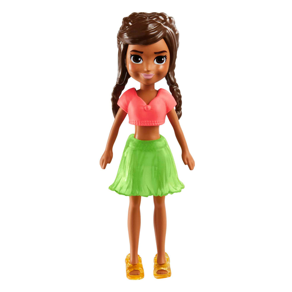Polly Pocket ve Moda Aksesuarları Oyun Seti Plaj, 9 cm Bebek ve Değiştirilebilir Kıyafetler