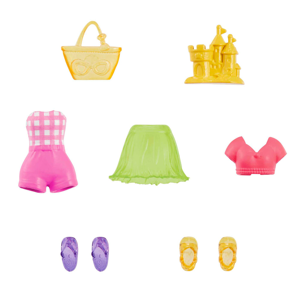Polly Pocket ve Moda Aksesuarları Oyun Seti Plaj, 9 cm Bebek ve Değiştirilebilir Kıyafetler