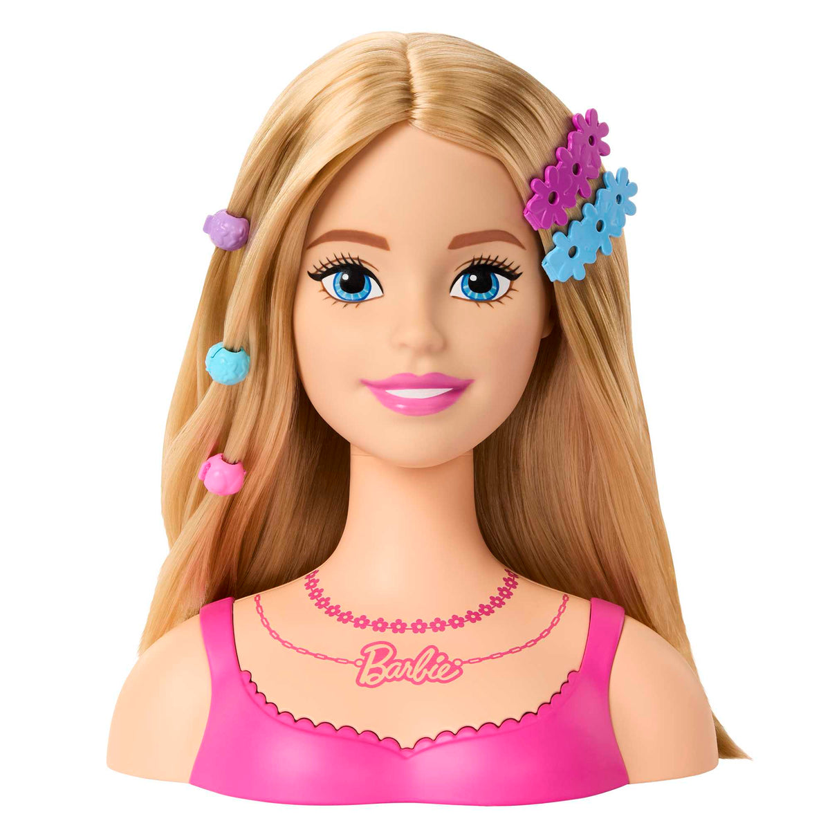 Barbie® Saç Tasarımı Büstü, sarı saç ve renkli 20 aksesuar