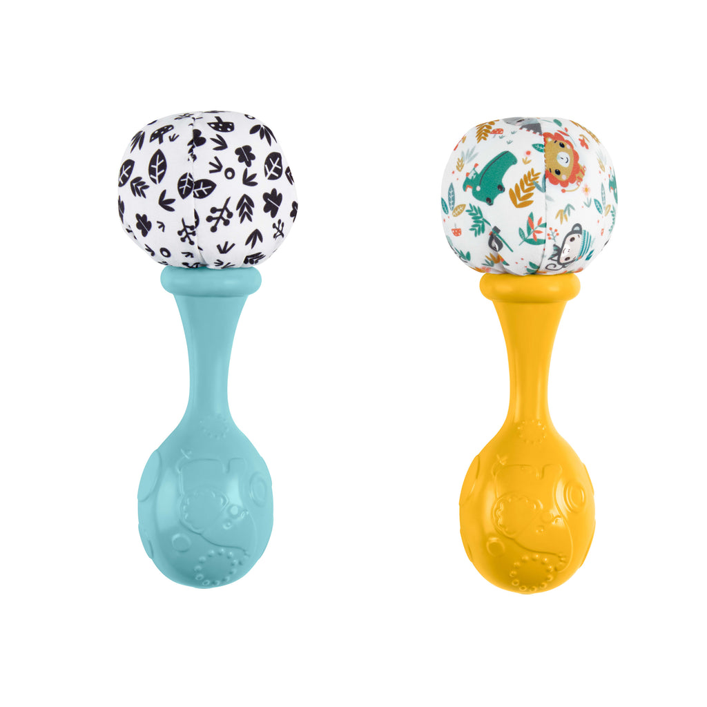 Fisher-Price Neşeli Marakas oyuncak, 3 ay ve üzeri bebekler için 2'li set, yüksek kontrastlı renkler