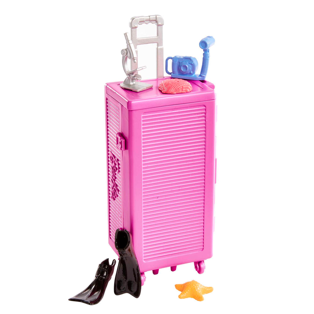 Barbie® bebekler ve aksesuarlar, 10'dan fazla parçalı deniz biyoloğu bebek (sarışın) ve taşınabilir laboratuvar oyun seti