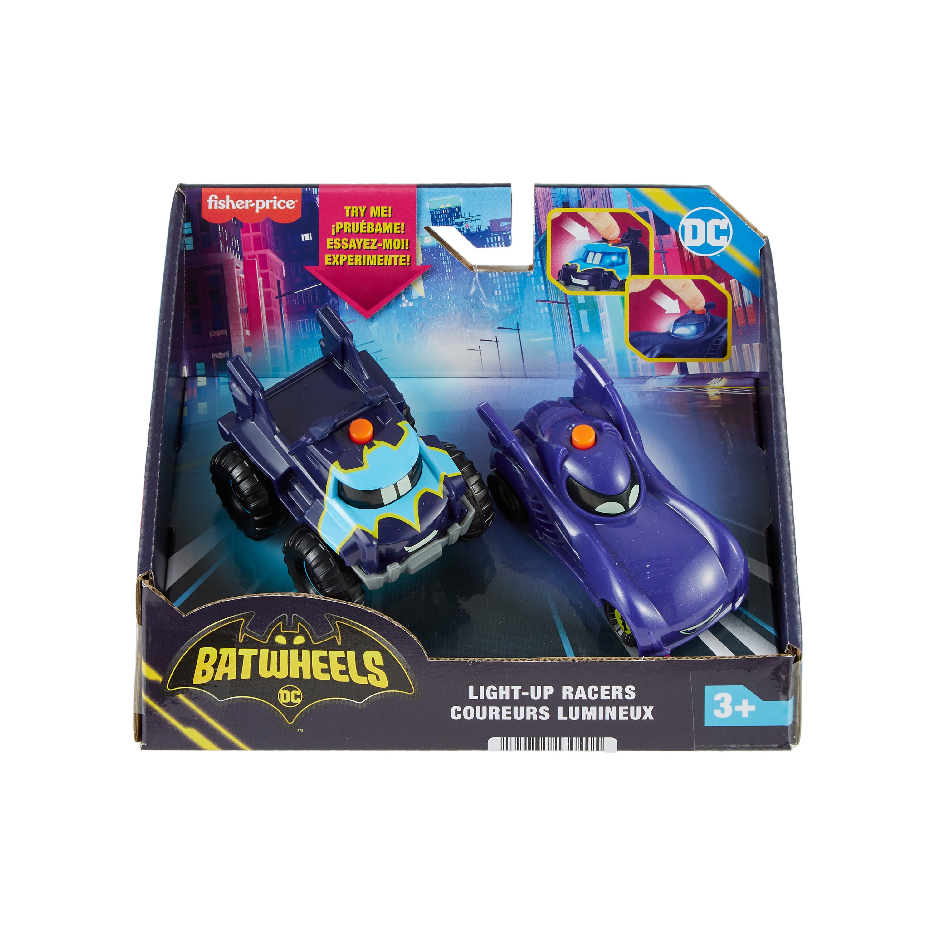 Fisher-Price Batwheels Işıklı Yarışçılar - Bam ve Buff 1:55 Ölçek Oyuncak Araba Seti (2'li)