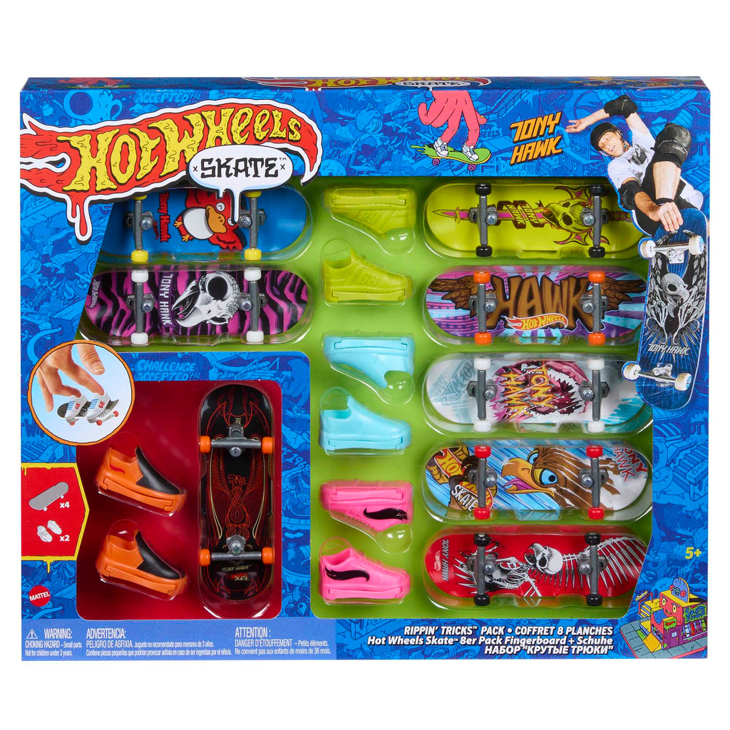 Hot Wheels Skate™ 8'li Tony Hawk temalı parmak kaykayı ve ayakkabı seti