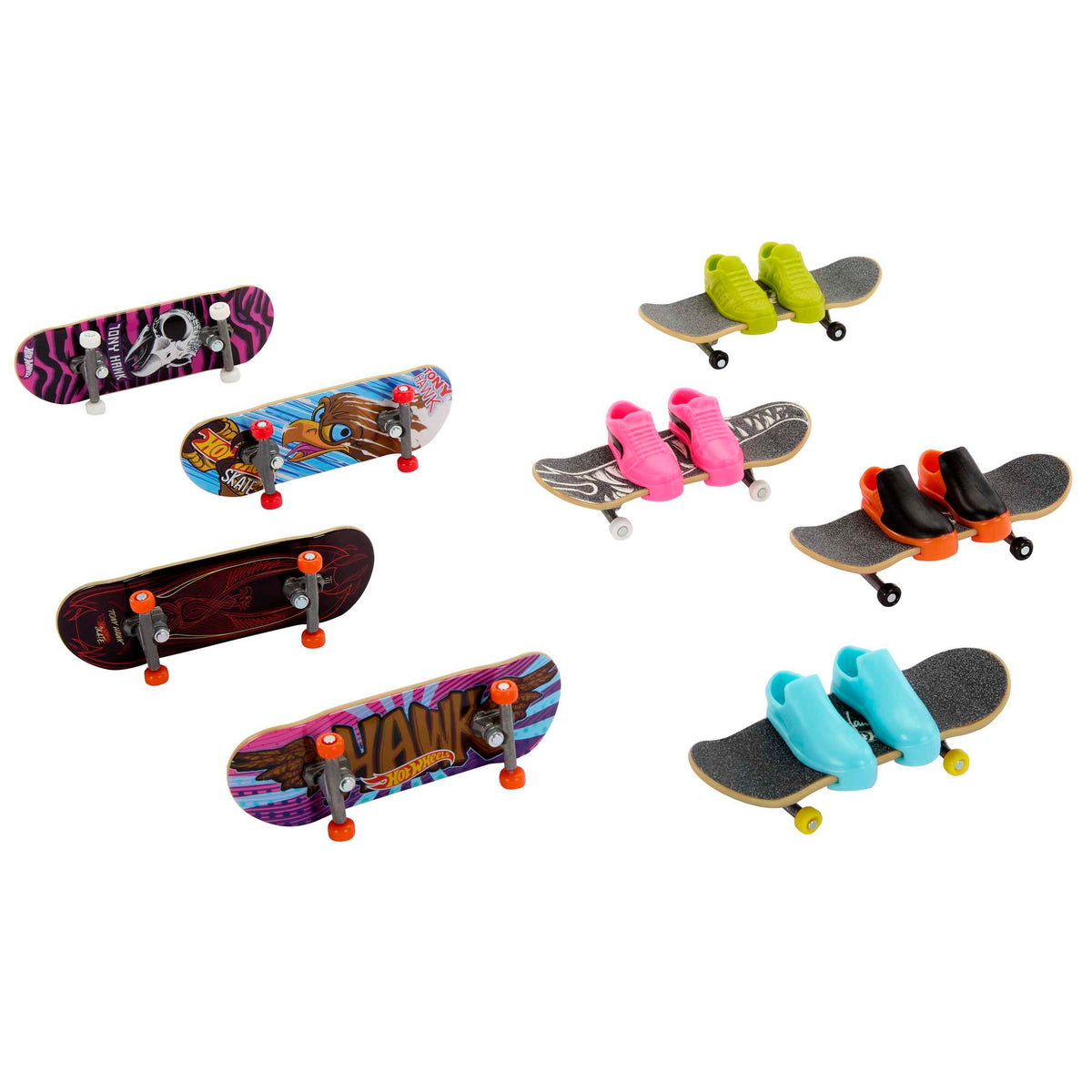 Hot Wheels Skate™ 8'li Tony Hawk temalı parmak kaykayı ve ayakkabı seti