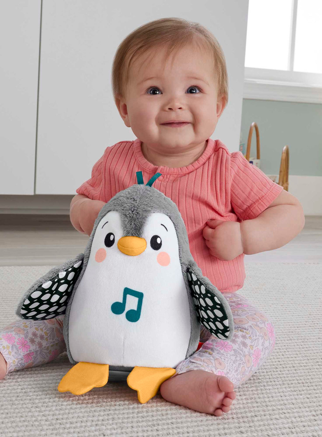 Fisher-Price Peluş Karın Üstünde Oynama Oyuncağı, Fisher-Price Sevimli Penguen, Yenidoğan Müzikli Oyuncak