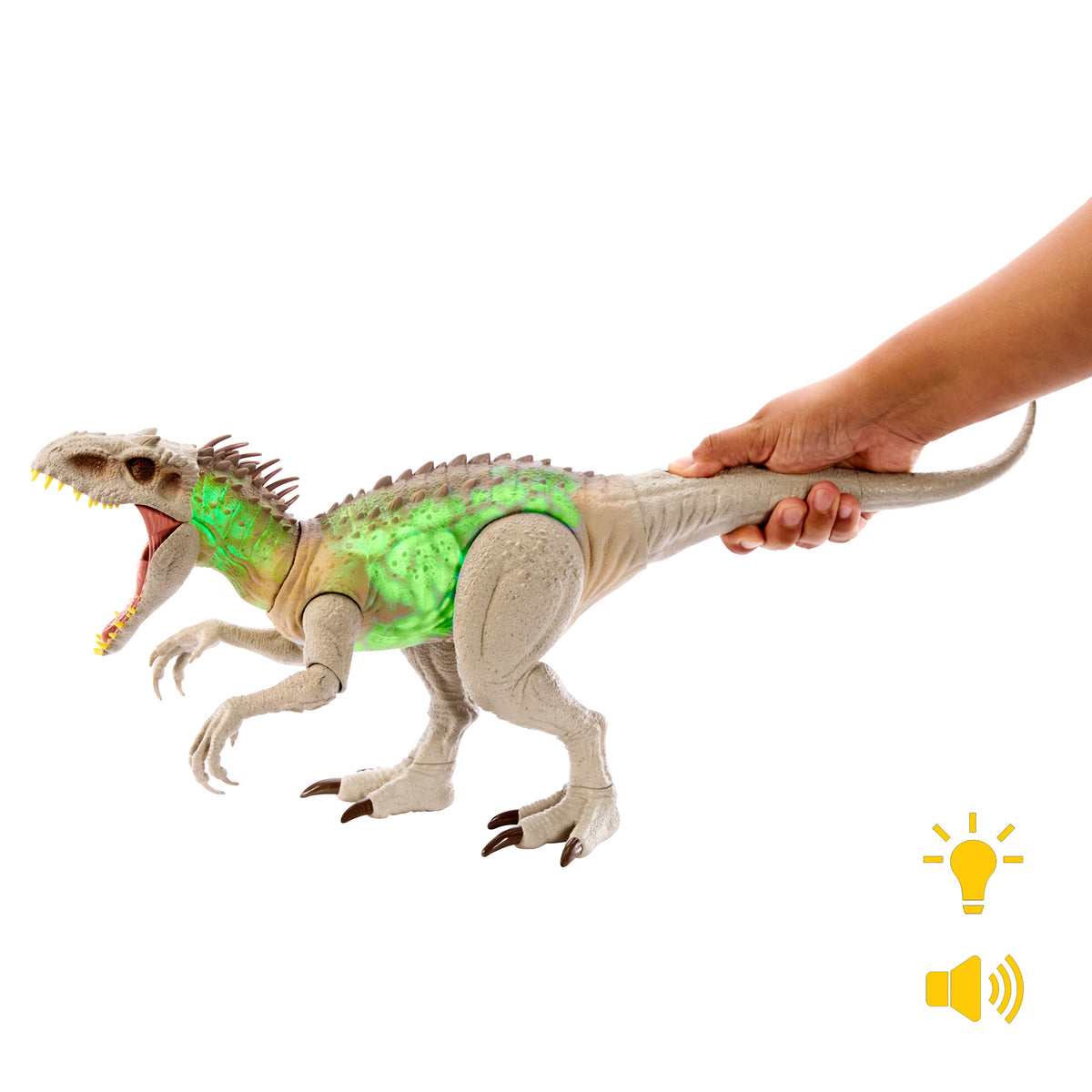 Jurassic World Kamuflaj Dinozor Figürü,
aksiyon figürü; ışıklı, sesli ve hareketli