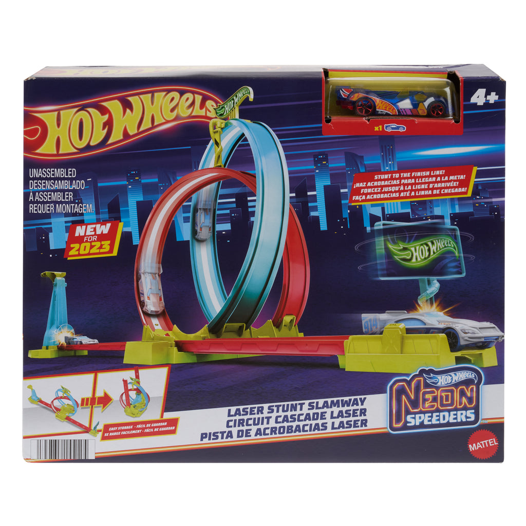 Hot Wheels Neon Yarışlar Çifte Çemberde Yarış Seti, 1 Hot Wheels® Araba