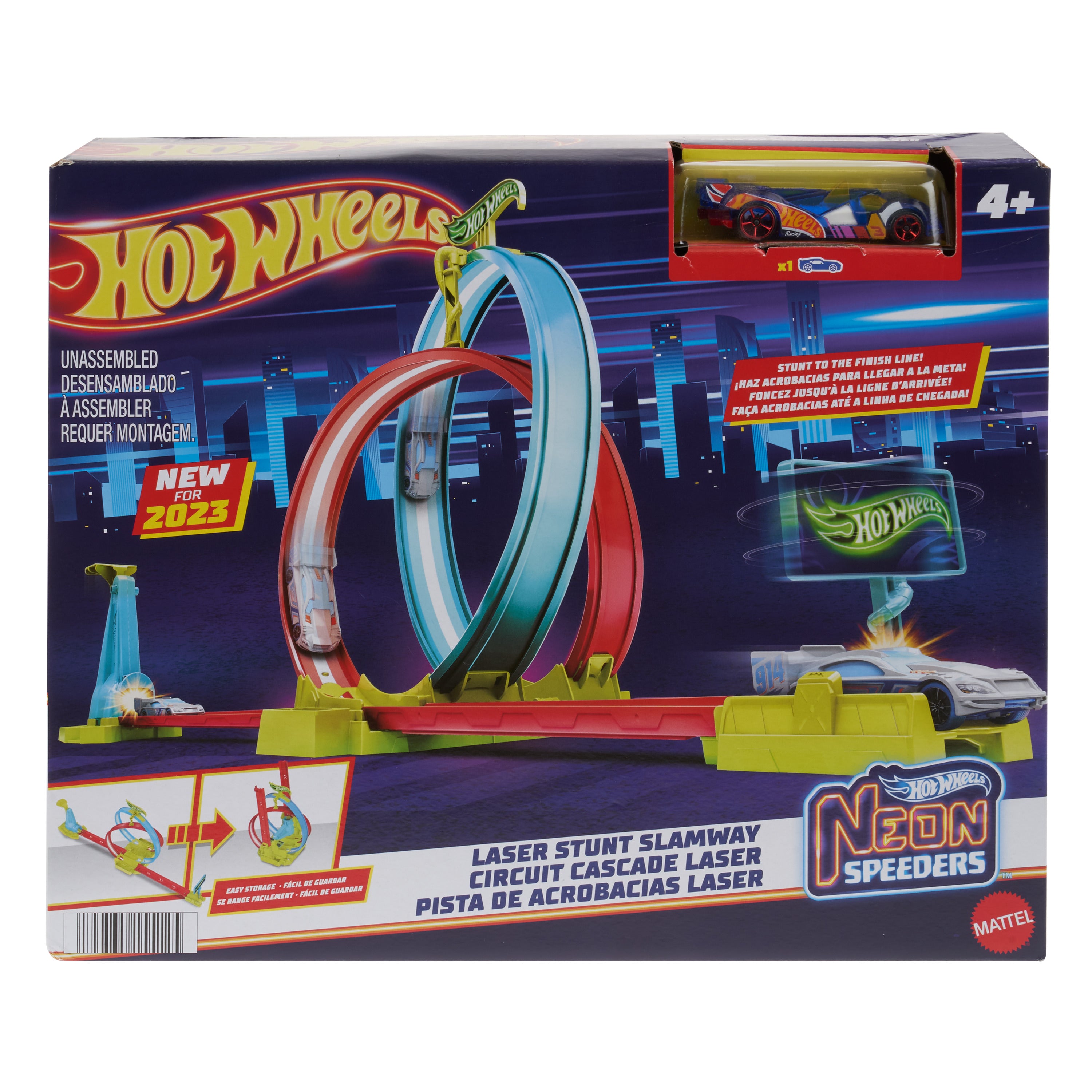Hot Wheels Neon Yarışlar Çifte Çemberde Yarış Seti, 1 Hot Wheels® Araba