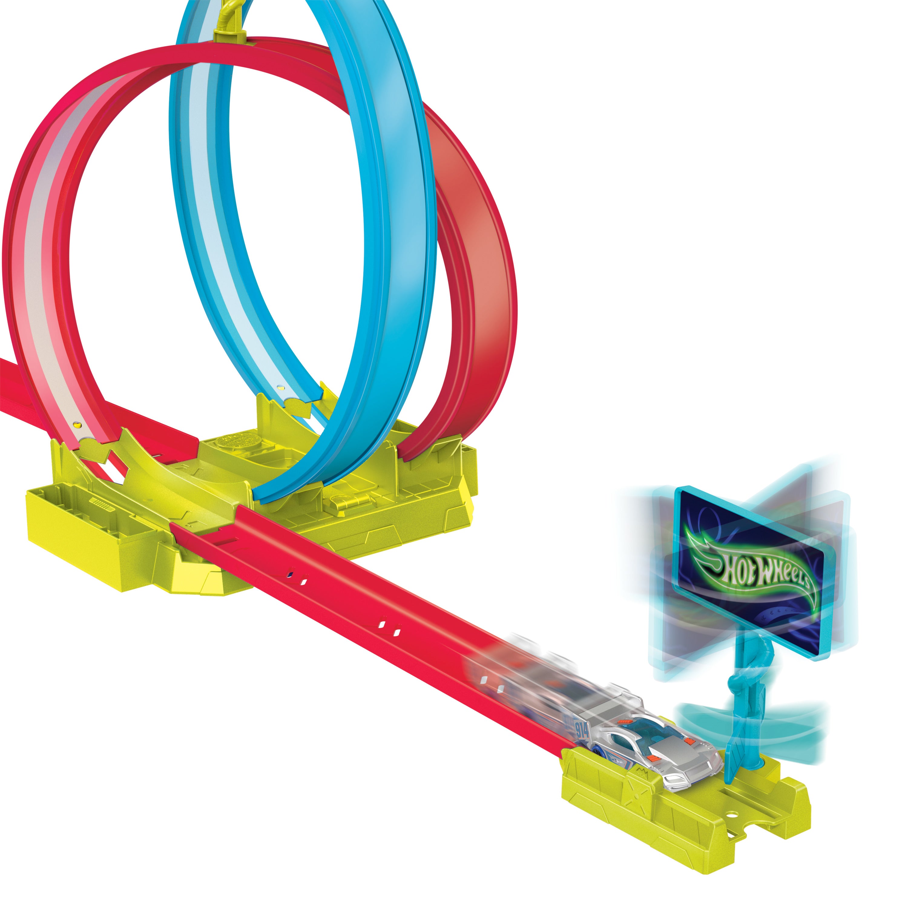 Hot Wheels Neon Yarışlar Çifte Çemberde Yarış Seti, 1 Hot Wheels® Araba