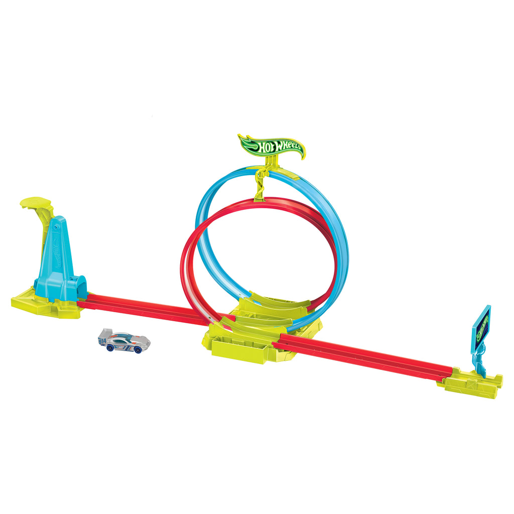 Hot Wheels Neon Yarışlar Çifte Çemberde Yarış Seti, 1 Hot Wheels® Araba