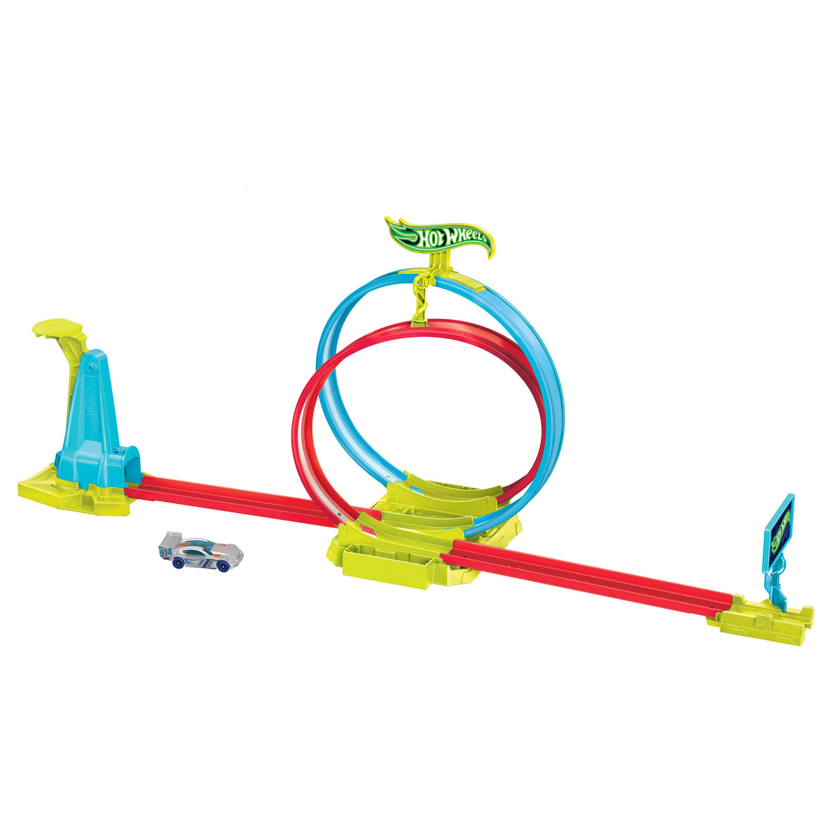 Hot Wheels Neon Yarışlar Çifte Çemberde Yarış Seti, 1 Hot Wheels® Araba