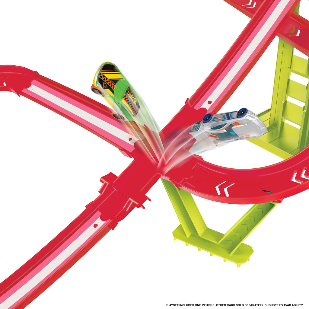 Hot Wheels Neon Yarışlar Çoklu Yarış Heyecanı Pist Seti, 1 adet Hot Wheels® Araba