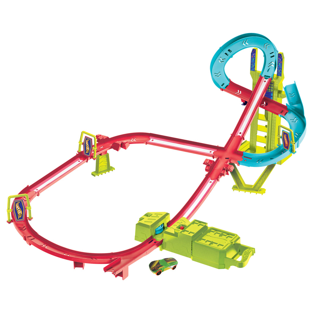 Hot Wheels Neon Yarışlar Çoklu Yarış Heyecanı Pist Seti, 1 adet Hot Wheels® Araba