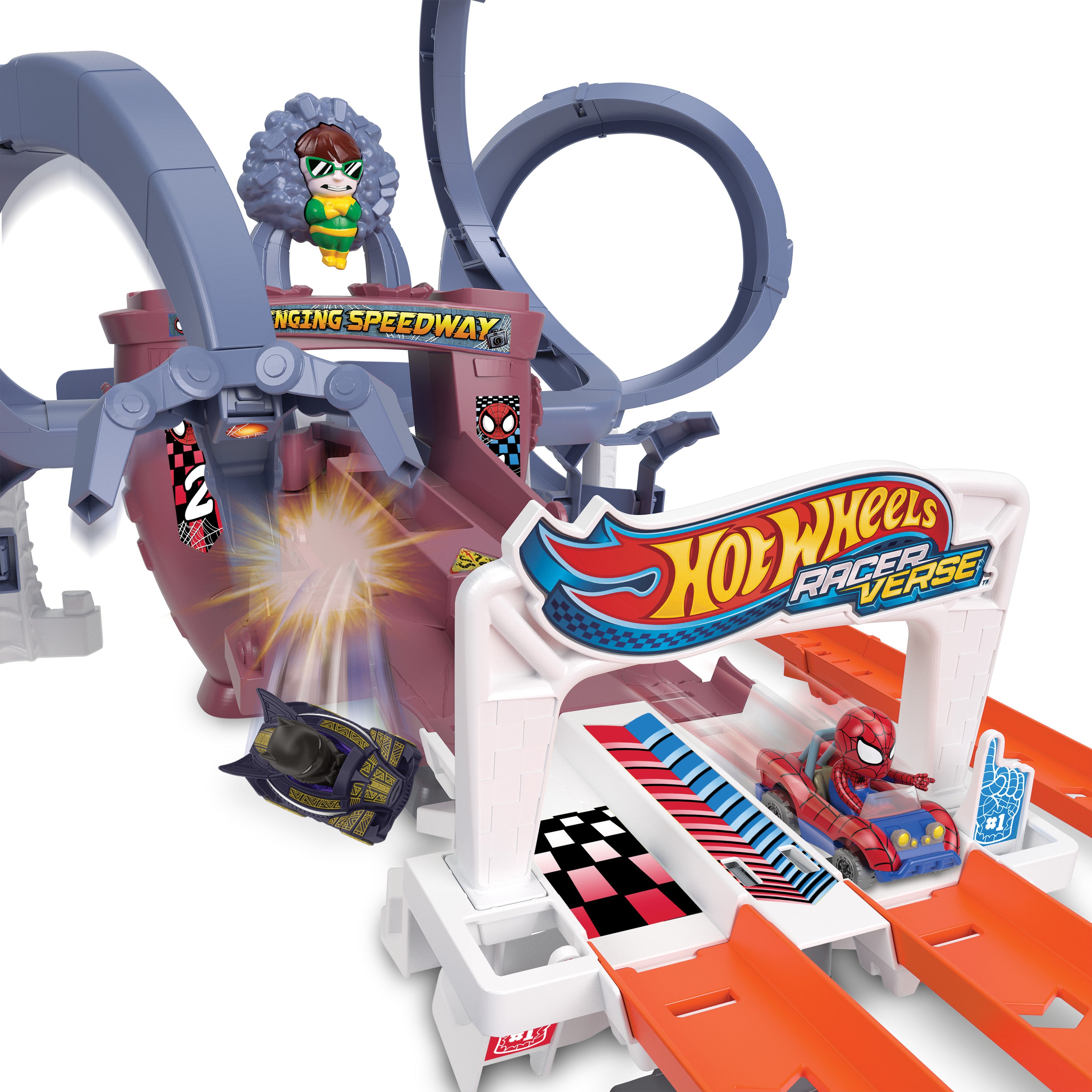 Hot Wheels Racerverse Marvel Pist Seti, 2 Hot Wheels® Yarışçısı