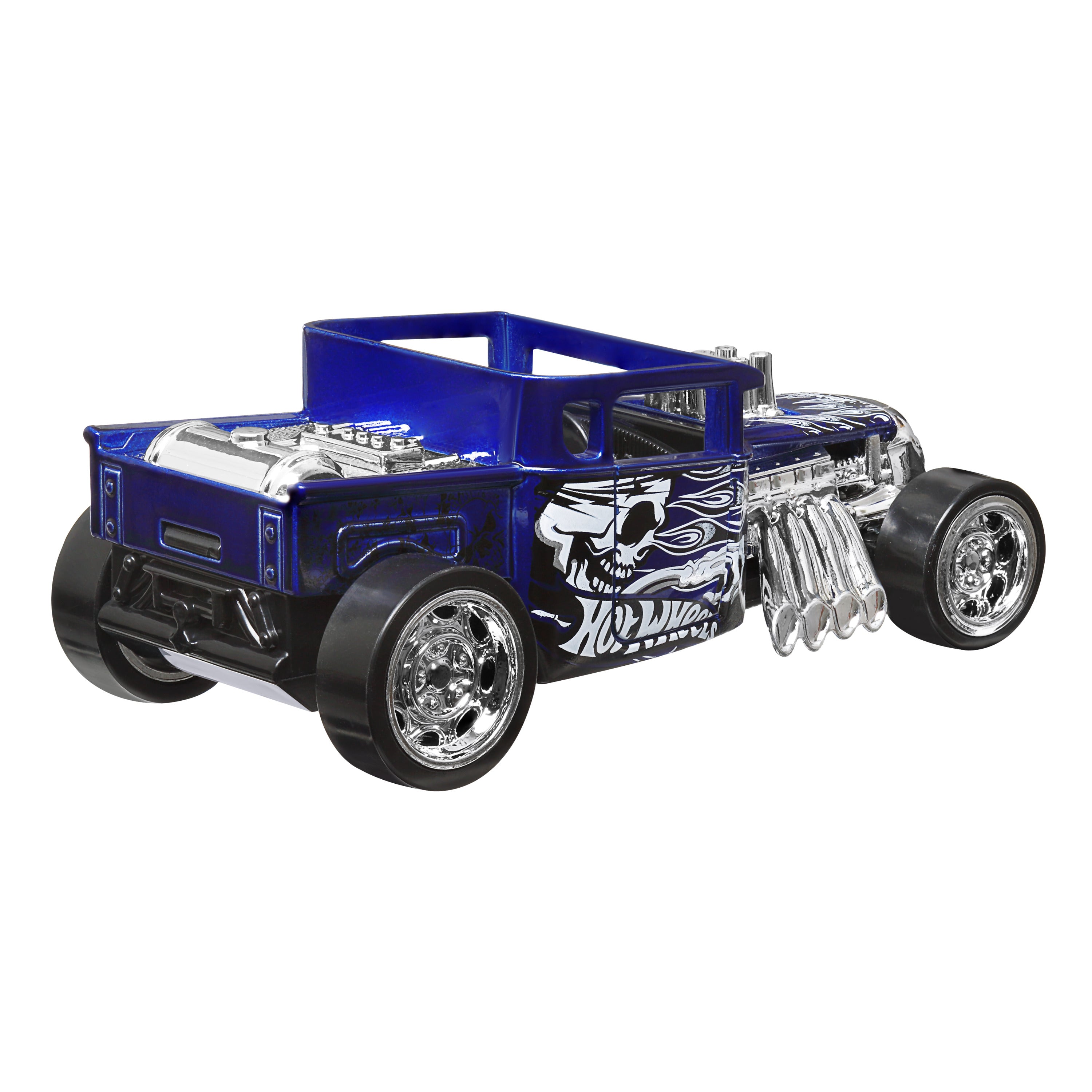 Hot Wheels® Çek ve Bırak Heyecanı™ 1:43 ölçekli oyuncak araba, yarışa başlamak için arabayı çekip bırakın