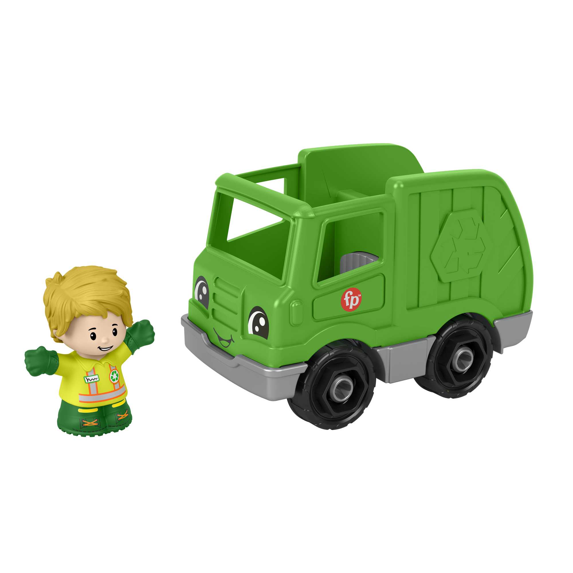 Little People Geri Dönüşüm Kamyonu, 1-5 yaş çocuklar için figürlü oyuncak araç seti