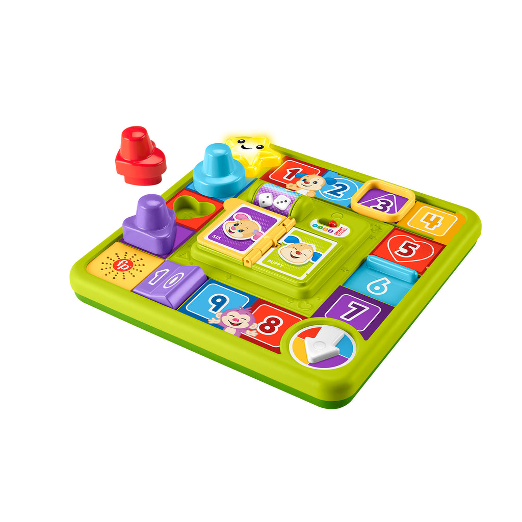 Fisher-Price Müzikli Canlandırma Masa Oyunu Bebek Oyuncağı, Eğlen ve Öğren Köpekçik'in Oyun İstasyonu, Çok Dilli Versiyon