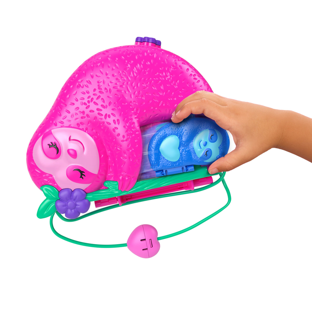 Polly Pocket™ bebekler ve oyun seti, seyahat oyuncakları, Tembel Hayvan Ailesi 2'si 1 Arada Kompakt Çanta