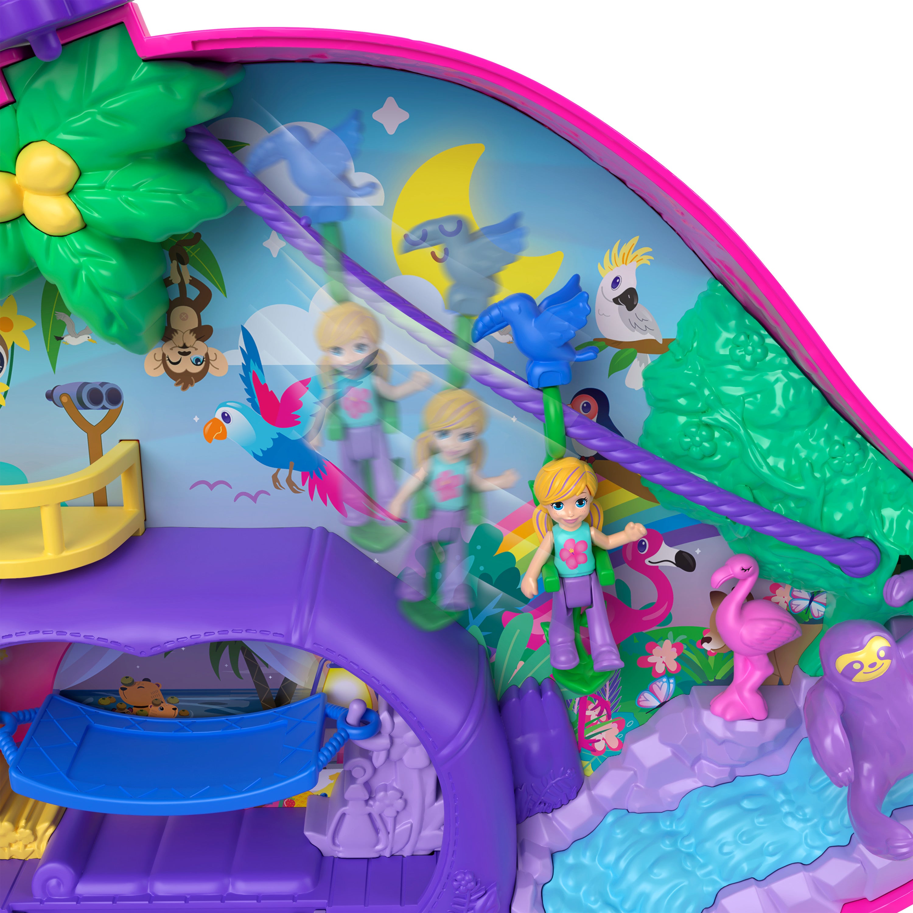 Polly Pocket™ bebekler ve oyun seti, seyahat oyuncakları, Tembel Hayvan Ailesi 2'si 1 Arada Kompakt Çanta