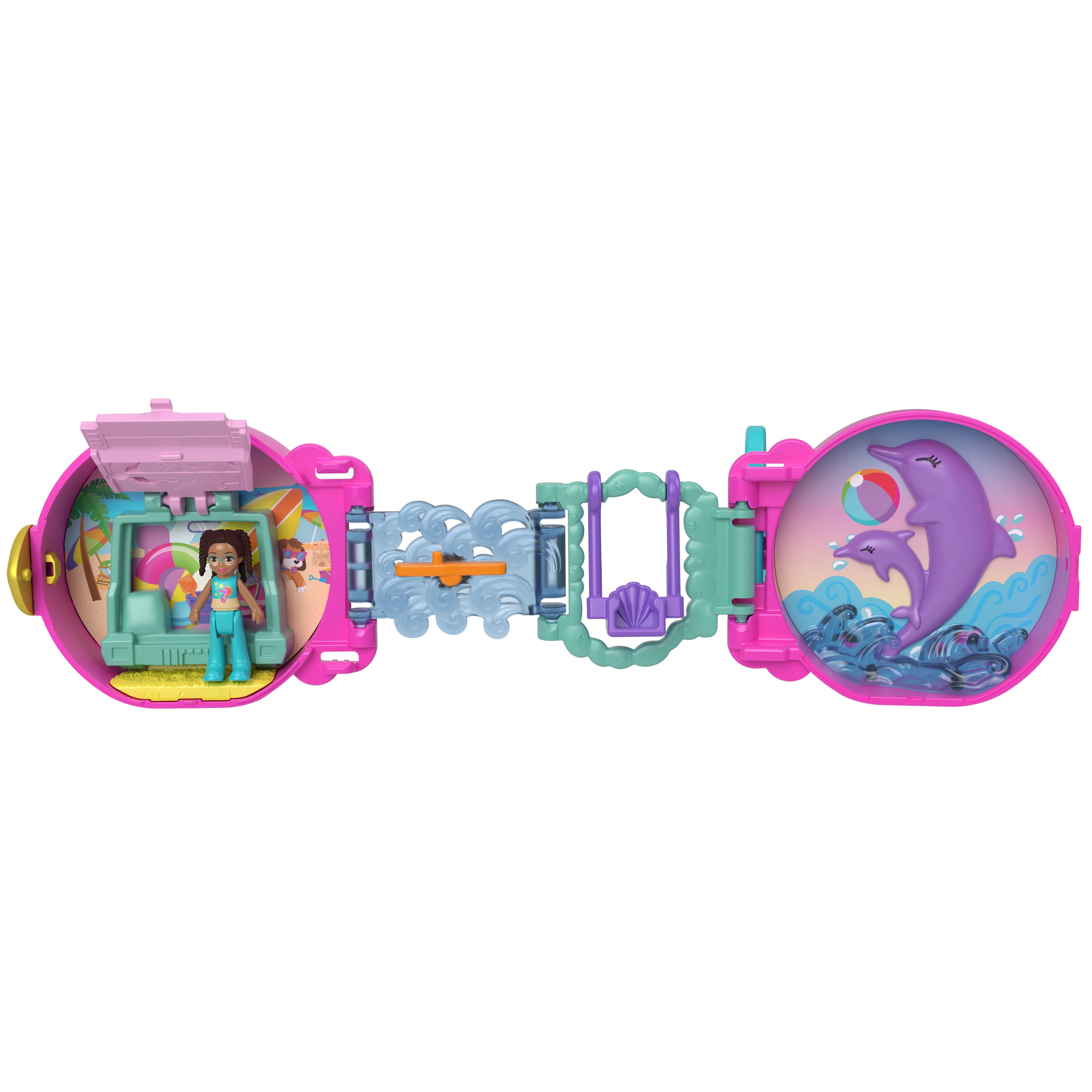 1 bebek, hareketli parçalar ve taşıma sapı dahil Polly Pocket Seyahat Eğlencesi mini oyun setleri koleksiyonu (Stiller çeşitlilik gösterebilir.)