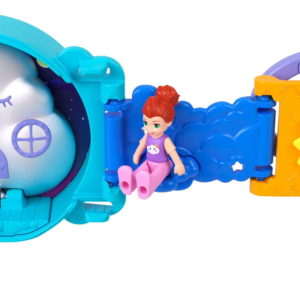 1 bebek, hareketli parçalar ve taşıma sapı dahil Polly Pocket Seyahat Eğlencesi mini oyun setleri koleksiyonu (Stiller çeşitlilik gösterebilir.)
