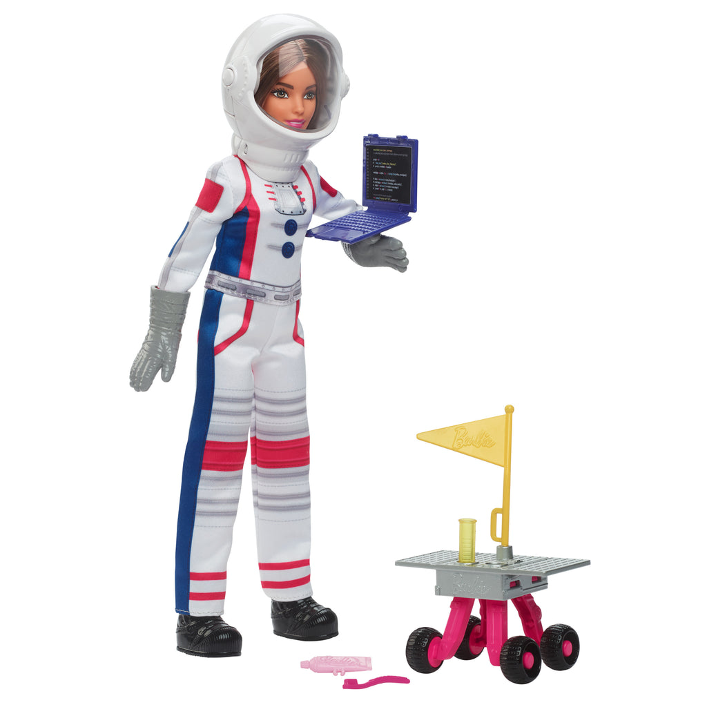 Barbie Deluxe Kariyer Bebek - Astronot, tekerlekli keşif aracı ve uzay kaskı dahil 10 aksesuar