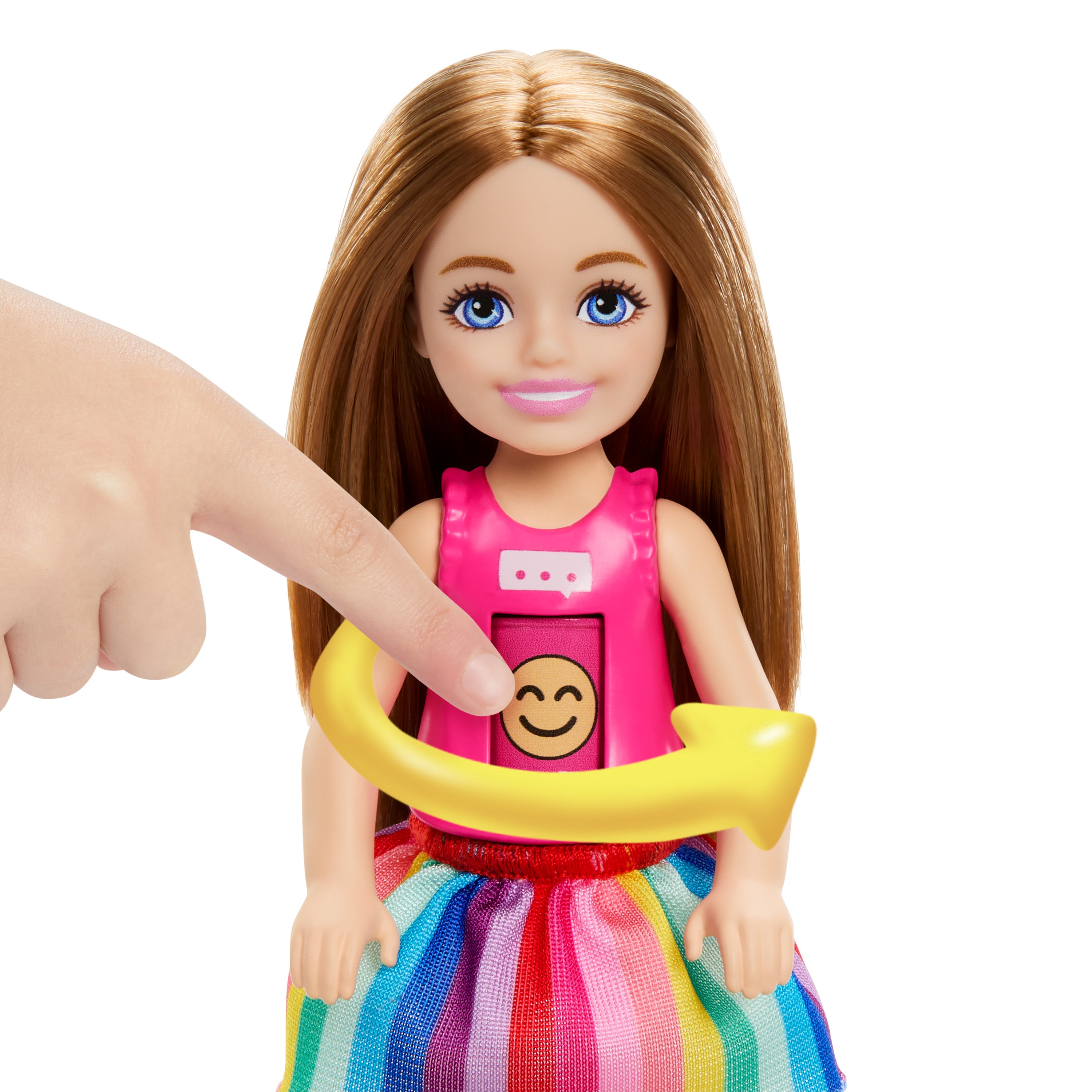 2 bebek, evcil hayvan ve aksesuarlar, dönen emojili tişört giyen minik bebek dahil Barbie sanat terapisi oyun seti