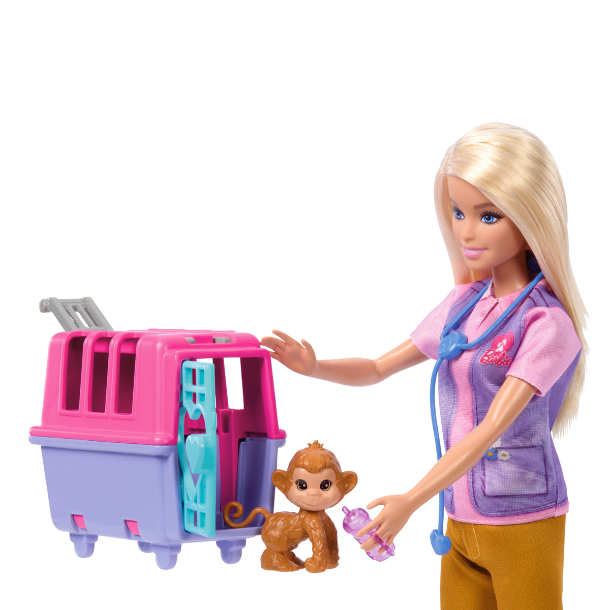 Sarışın bebek, 2 hayan figürü ve aksesuarlar dahil Barbie Hayvan Kurtarma ve İyileştirme oyun seti