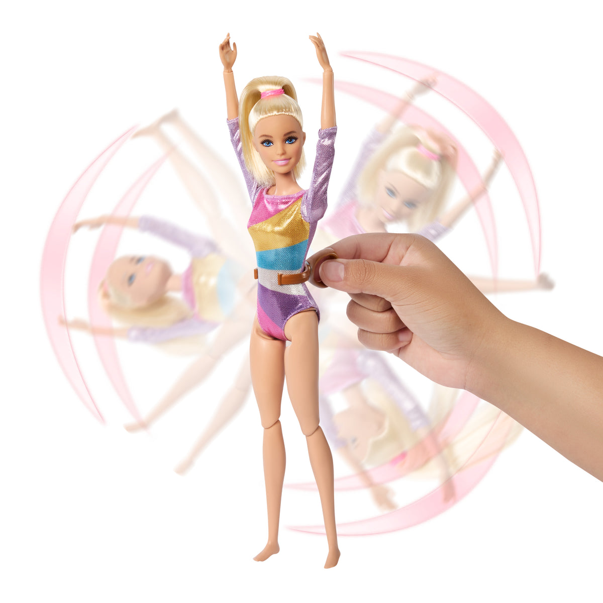 Barbie Jimnastik Oyun Seti; giysili sarışın bebek, denge aleti, 10'dan fazla aksesuar ve çevirme klipsi