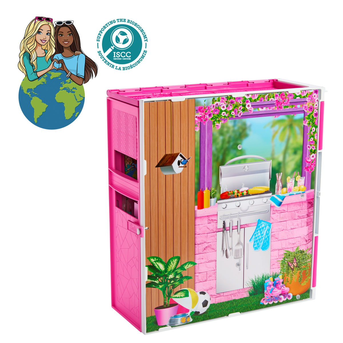 Barbie'nin Yeni Portatif Evi 2024, 4 oyun alanı ve 11 dekorasyon aksesuarı bulunan bebek evi oyun seti