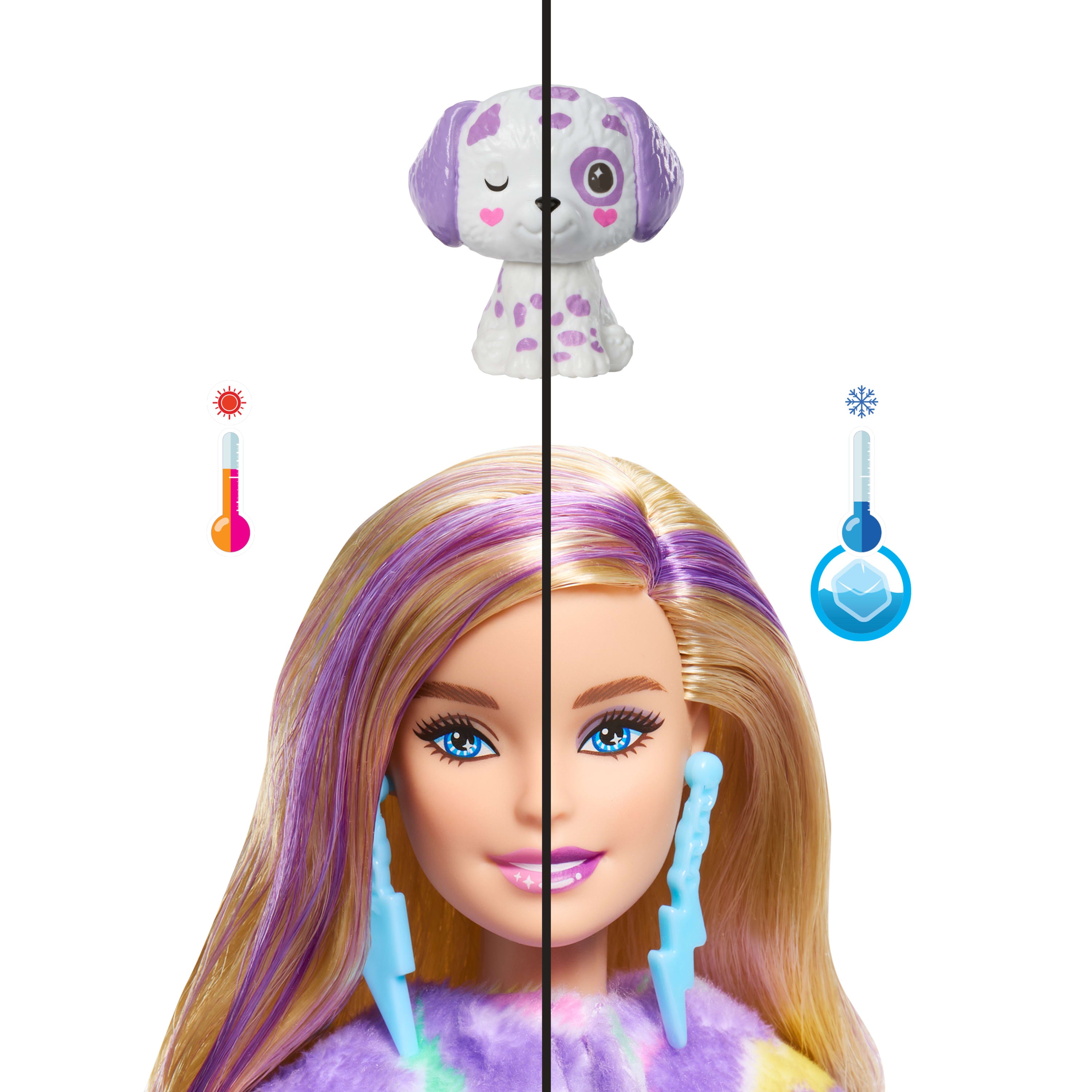 Barbie Cutie Reveal Büyüleyici Renkler Serisi Dalmaçyalı Kostümlü Bebek ve 10 Sürpriz